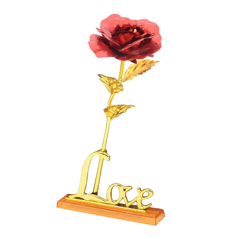 24k Gold Plated Rose With Love Holder Box Gift Valentine&#39;s Day Mother&#39;s Day Gifts Flower Gold Dipped Rose US Drop ship