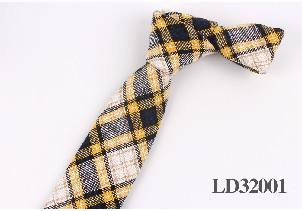 New Plaid Cotton Ties Skinny Causal Neck tie For Men Suits Mens Slim Necktie For Business Cravats 7cm Width Groom Neckties