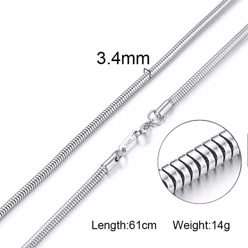 Vnox 3-6MM Tone Snake Cocoon Curb Link Flat Box Wheat Chains Stainless Steel Men Necklace Choker Jewelry 24 inch