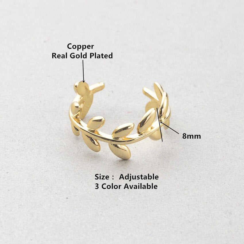 Cute Laurel Wreath Wedding Rings For Women Men Anel Feminino Minimalist Jewelry Adjustable  Anillos Branch Leaf Ring