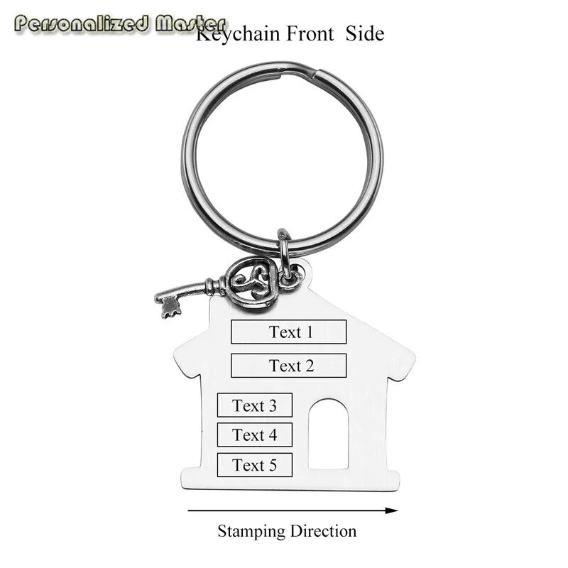 Personalized Master Engraving Texts Key Chains Custom Stainless Steel New House Keychain Housewarming Gift First Home Keyring