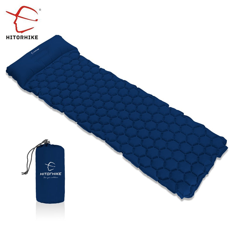 Outdoor Sleeping Pad Camping Inflatable Mattress with Pillows Travel Mat Folding Bed Ultralight Air Cushion Hiking Trekking