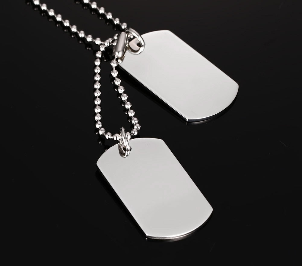 Stainless Steel Double Dog Tag Necklace for Men High Polished Pendant ID Men Jewelry 24&quot; Chain Necklace