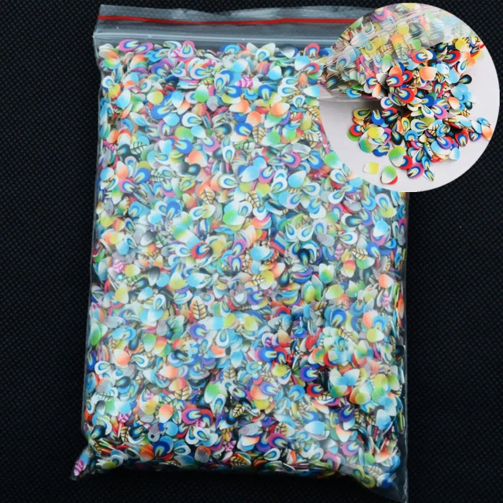 10000pcs/pack 3D Nail Art Fruit Slices Polymer Clay DIY Slice Decoration Smile Feather Nail Sticker Nail Jewelry Wholesale