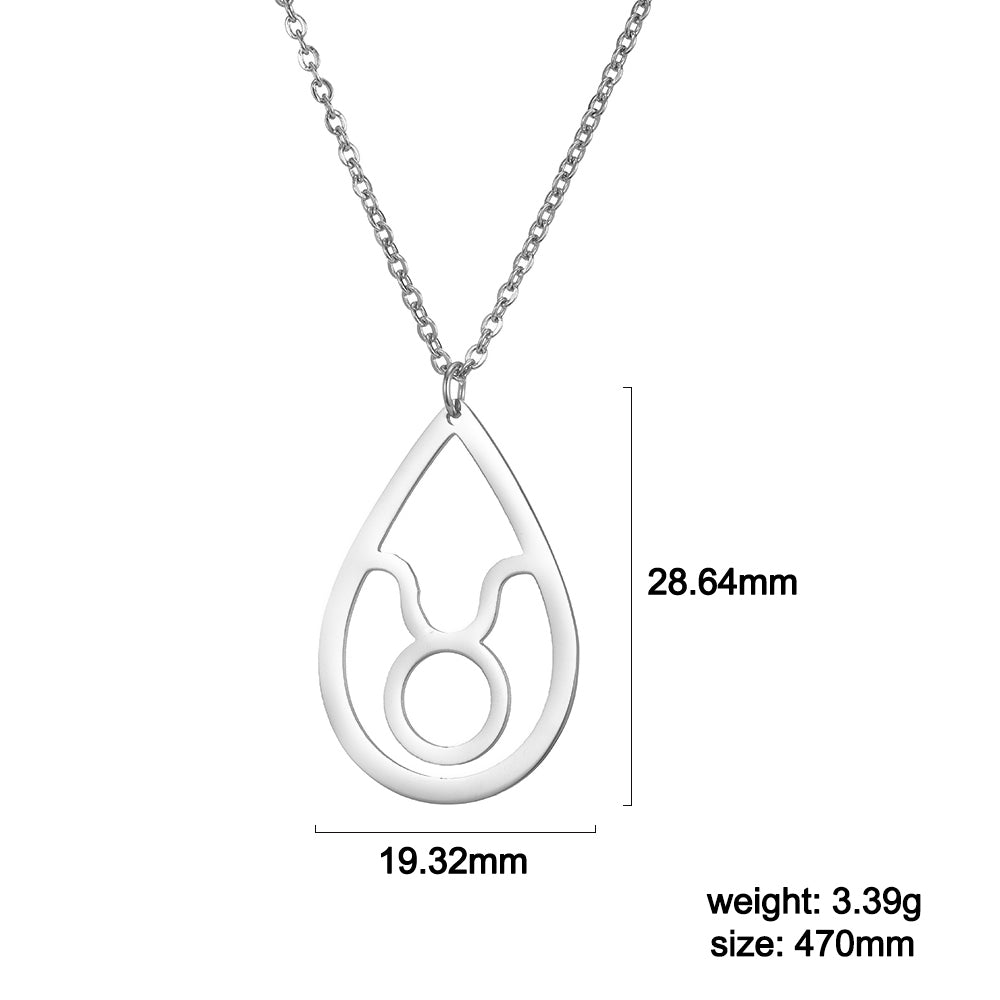 Skyrim Zodiac Stainless Steel Necklace Twelve Constellations Pisces Gemini Aquarius Libra Pendant Jewelry Women Birthday Gift