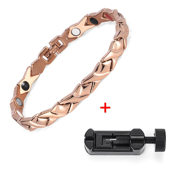 Rainso Stainless Steel Letter Hhape Power Energy Health Bracelet 4 In 1 Magnetic Germanium Healthy Bracelet For Women Jewelry