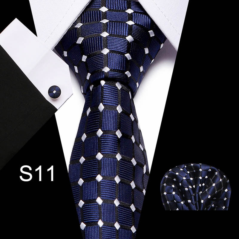 Fashion Business Silver Plaid Silk Men's Tie NeckTie 7.5cm Ties for Men Formal Luxury Wedding Quality Gravata group tie