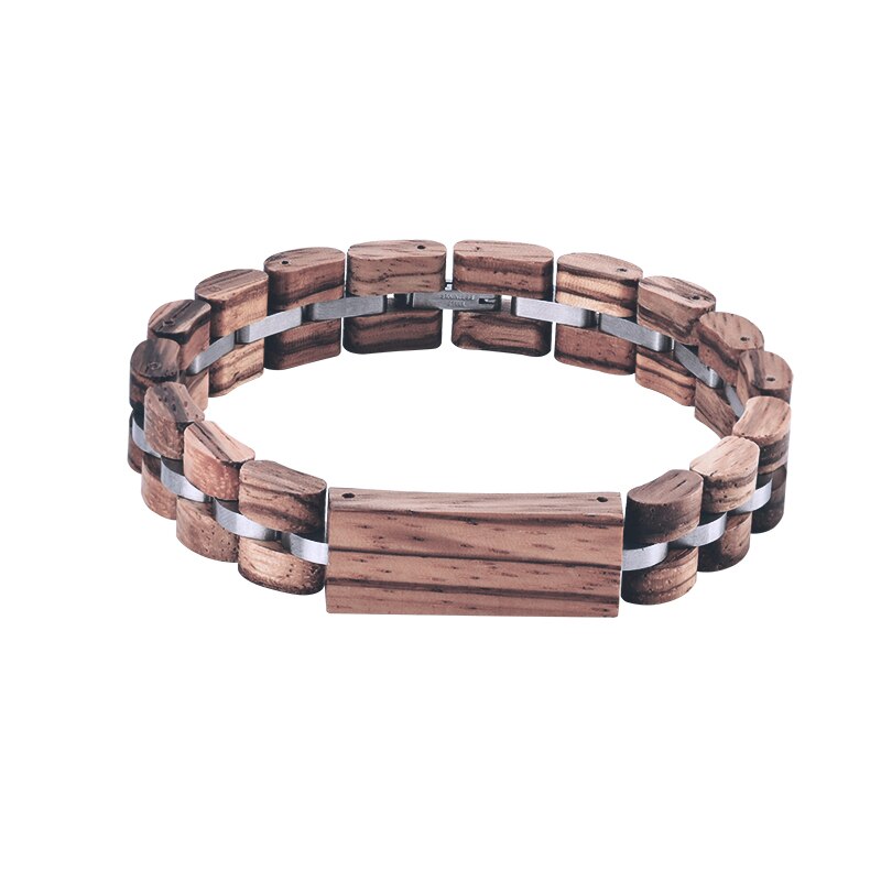 BOBO BIRD Wood Bracelet For Women Free Engraved name Men Bracelet Stainless Steel Bangle Anniversary Gift for Him pulseras mujer