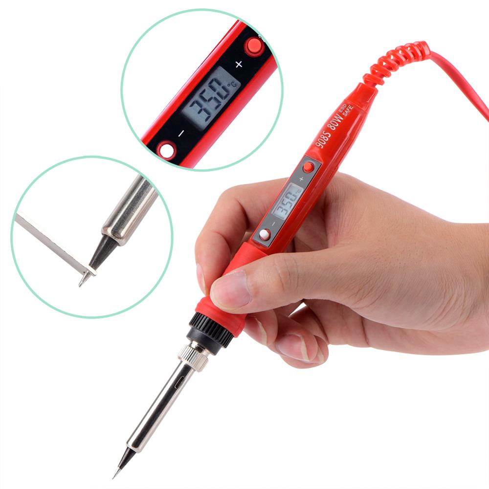 JCD Soldering iron kit adjustable temperature 220V 80W LCD solder welding tools Ceramic heater soldering tips Desoldering Pump