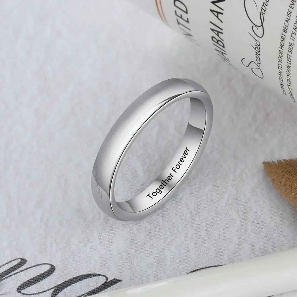 Classic Style Personalized Promise Rings for Women Engraved Name Wedding Bands Engagement Ring Jewelry Gift (JewelOra RI103798)