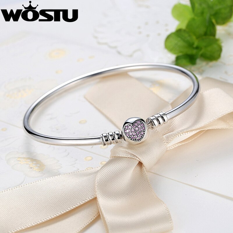Authentic 100% 925 Sterling Silver Bangle Fit  Bracelet Charm Bead Bangle for Women Luxury Jewelry Original Pulseira XCHS904