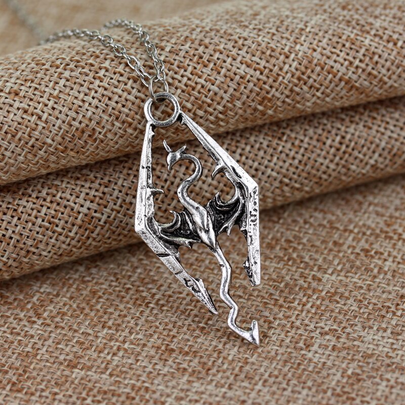 MQCHUN 2018 New Game Dragon The Elder Scrolls V Pendant Necklace Skyrim Choker Men Jewelry Necklace Chain -30