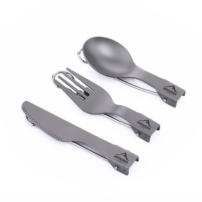 Widesea Titanium Spoon Fork Knife Set Ultralight Camping Tableware Outdoor cooking Equipment Cutlery Cookware Hiking Trekking