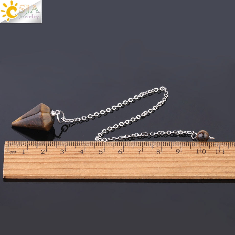 CSJA Reiki Healing Pendulums Radiesthesia Natural Stones Pendant Amulet Crystal Pendulum for Men Women Pendulos Small Size  F366