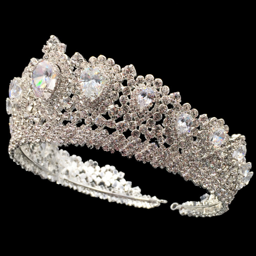 Hadiyana New Bling Wedding Crown Diadem Tiara With Zirconia Crystal Elegant Woman Tiaras and Crowns For Pageant Party BC3232