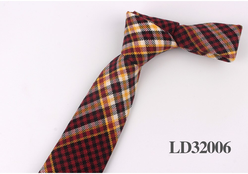 New Plaid Cotton Ties Skinny Causal Neck tie For Men Suits Mens Slim Necktie For Business Cravats 7cm Width Groom Neckties