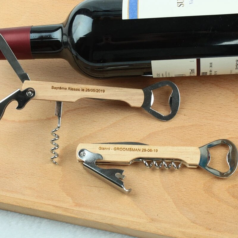 Custom Engraved Bottle Opener Corkscrew Knife Personalized Best Man Gift Groomsman Gift House Warming Gift Wedding Favor Gift