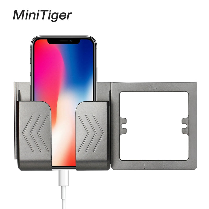 Minitiger Grey Wall Socket Phone Holder Smartphone Accessories Stand Support For Mobile Phone One / Two Phone Holder