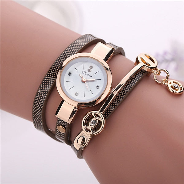 Fashion Women Charm Wrap Around Leather Quartz Wrist Watch Women Rhinestone Watch Female Montre mujer Special Gifts For Women