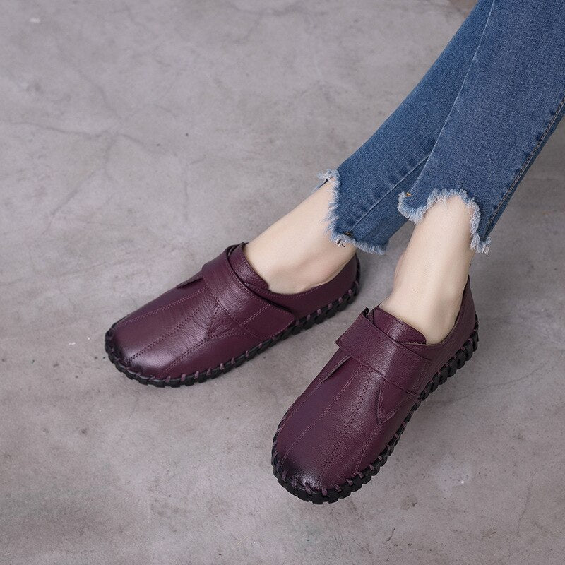 GKTINOO Spring Ladies Genuine Leather Handmade Shoes Women Hook &Loop Flat Shoes Women 2023 Autumn Soft Loafers Flats