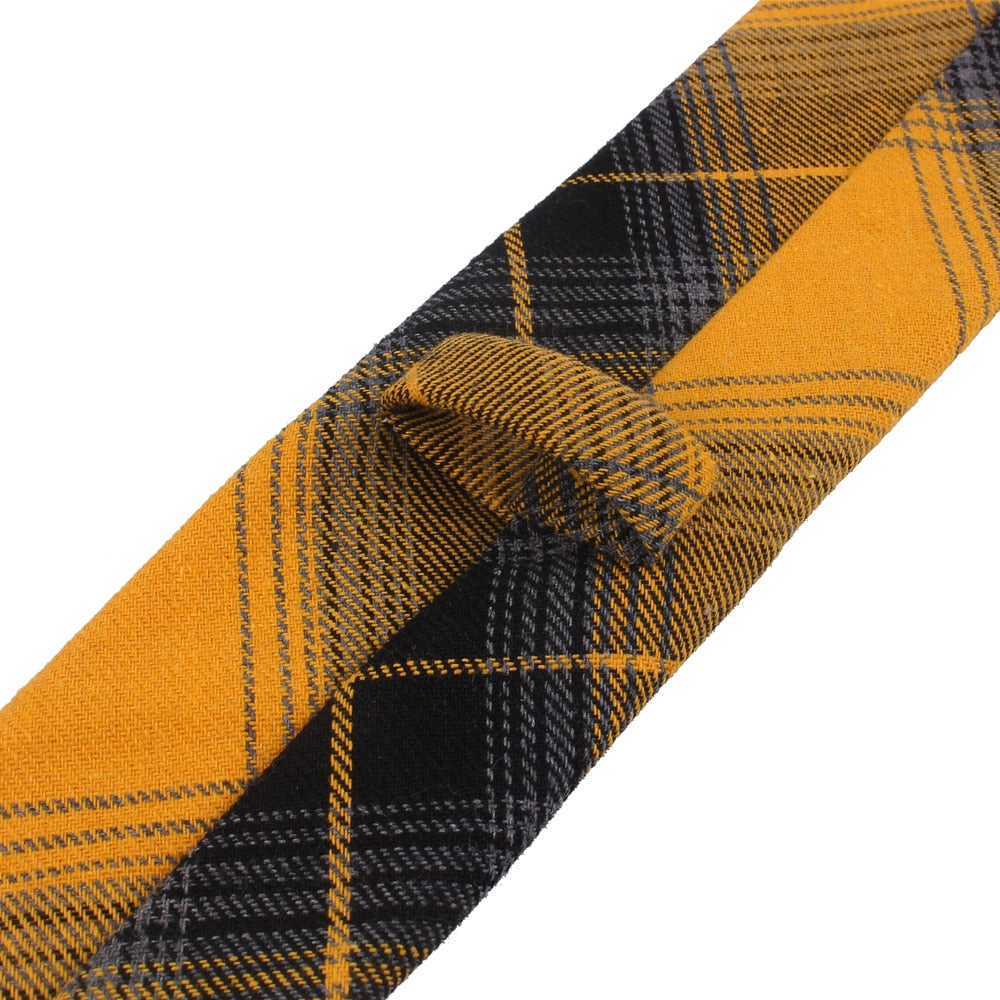 New Plaid Cotton Ties Skinny Causal Neck tie For Men Suits Mens Slim Necktie For Business Cravats 7cm Width Groom Neckties