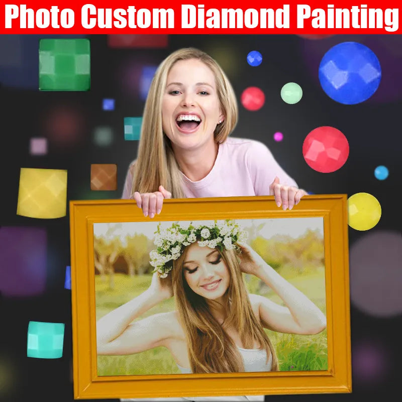 HOMFUN Photo Custom Diamond Painting 5D DIY Picture of Rhinestones Diamond Embroidery 3D Cross Stitch Home Wedding Decoration