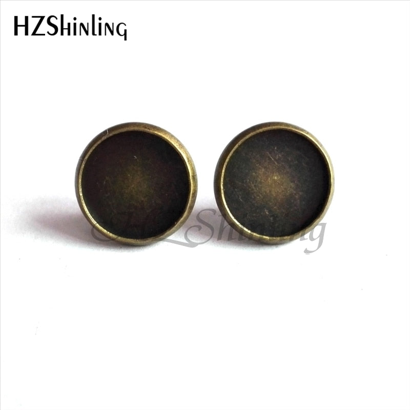 NES-00100  Yin Yang  Earrings Ying Yang  Ear Stud Magic Sign Zen Earrings Glass Cabochon Earrings HZ4