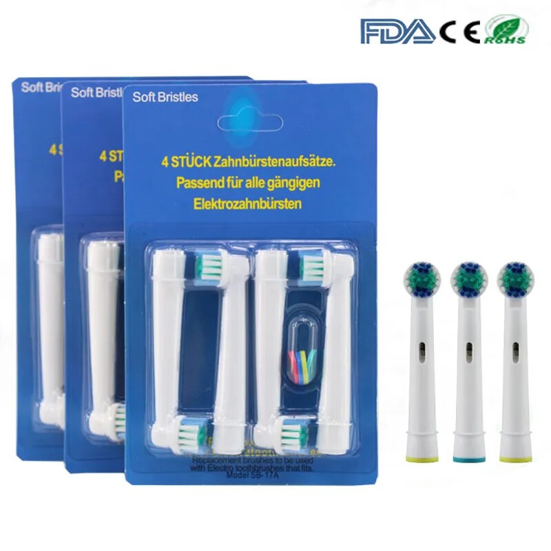 4PCS Electric Toothbrush Heads Replacement For Braun Oral Nozzles Soft Bristle Vitality Dual Clean Hygiene Care SmartSeries