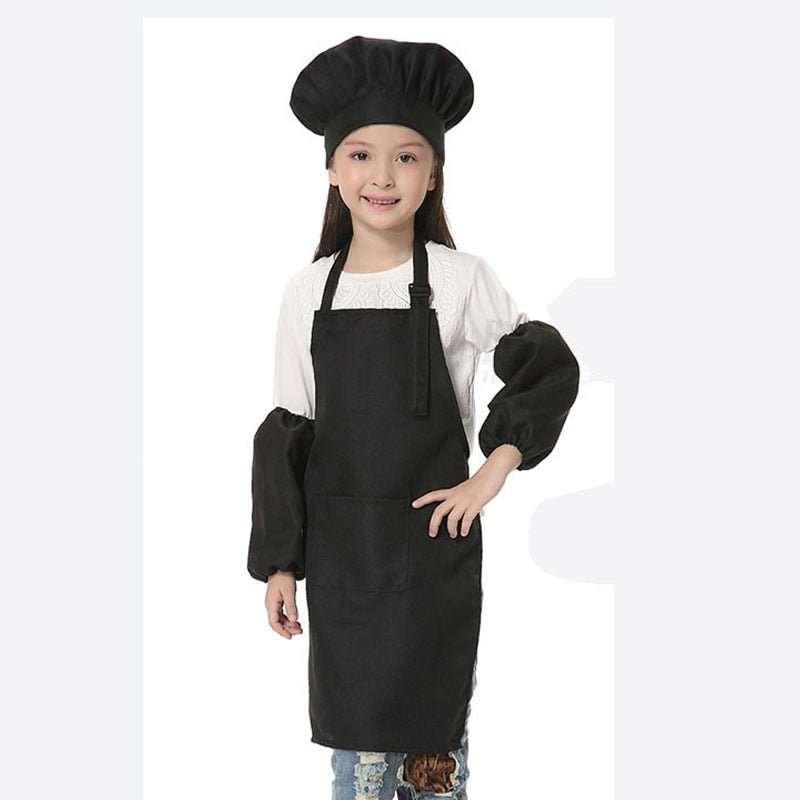 Child Apron Kids Sleeve Hat Pocket Kindergarten Kitchen Baking Painting Cooking Drink food Enfant Tablier Delantal Logo print