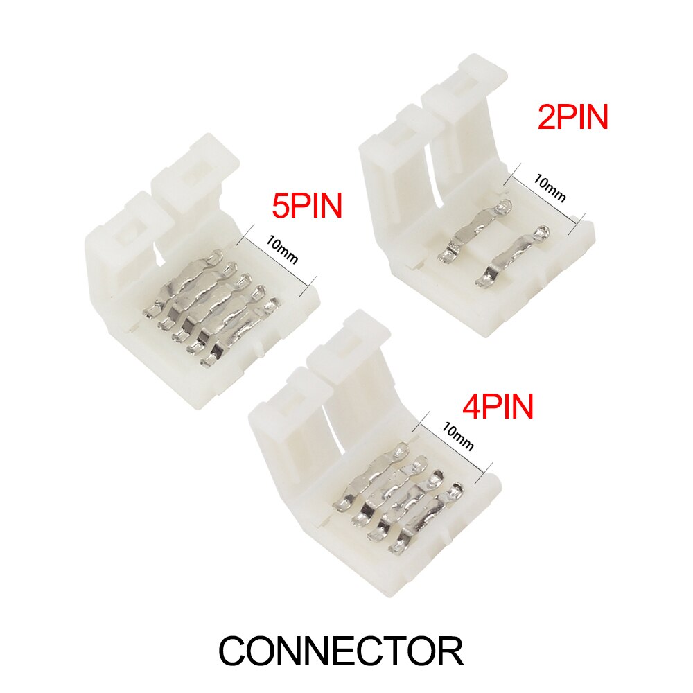 5PCS 10mm 2pin 4pin 5pin Quick Connector Free soldering for single color 5050 LED Strip Light RGB RGBW RGBWW