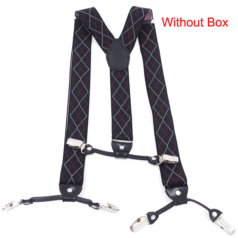 Fashion Suspenders Black leather 6 Clips Braces Vintage Casual Suspensorio Tirante Trousers Strap bretele Father/Husband&#39;s Gift