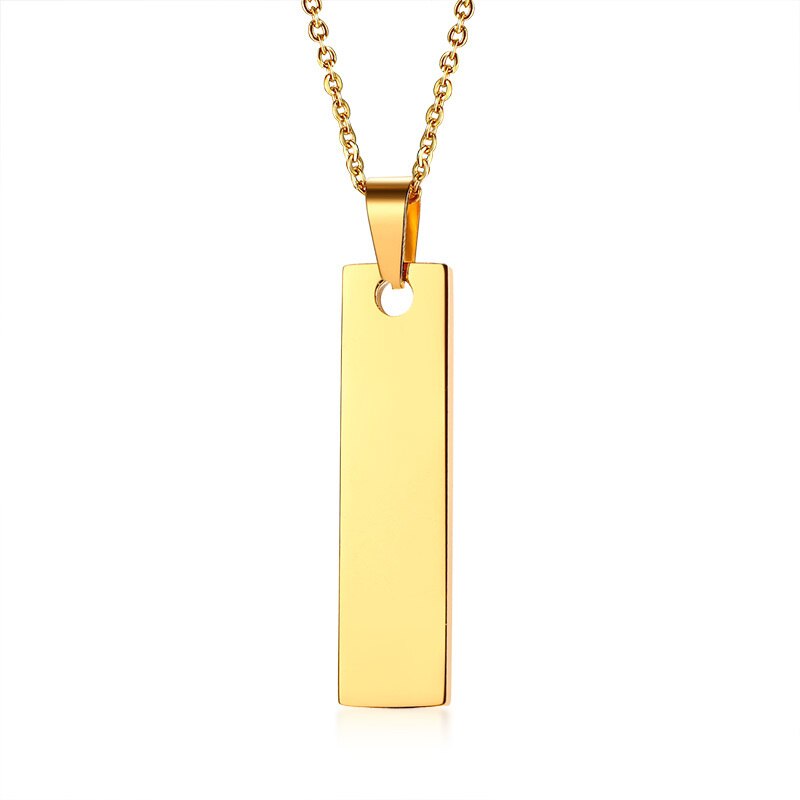 Vnox Gold Tone Bar Necklace Pendant Gifts for Her Free Engraving Personalized Name Date Love Words Necklaces