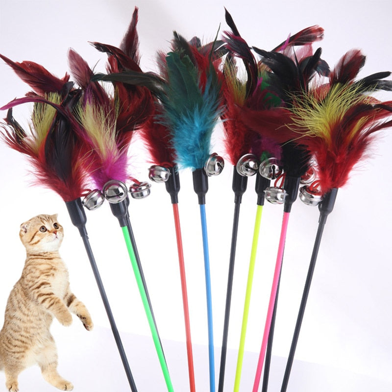 Cat Toy Feather Stick Toy For Cats Kittens Interactive Cat Toy Pet With Bell Pet Toys Cat Supplies Play Game Pet Products