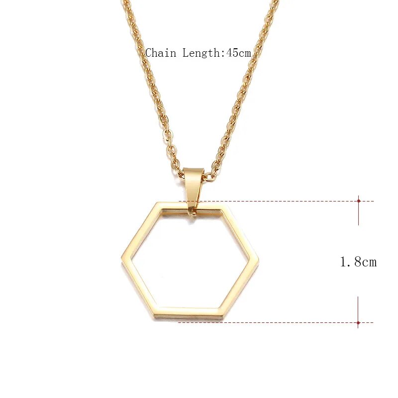 DOTIFI Stainless Steel Necklace For Women Classic Hot Selling Minimalist Hexagonal Simple Geometric Everyday Wear Jewelry