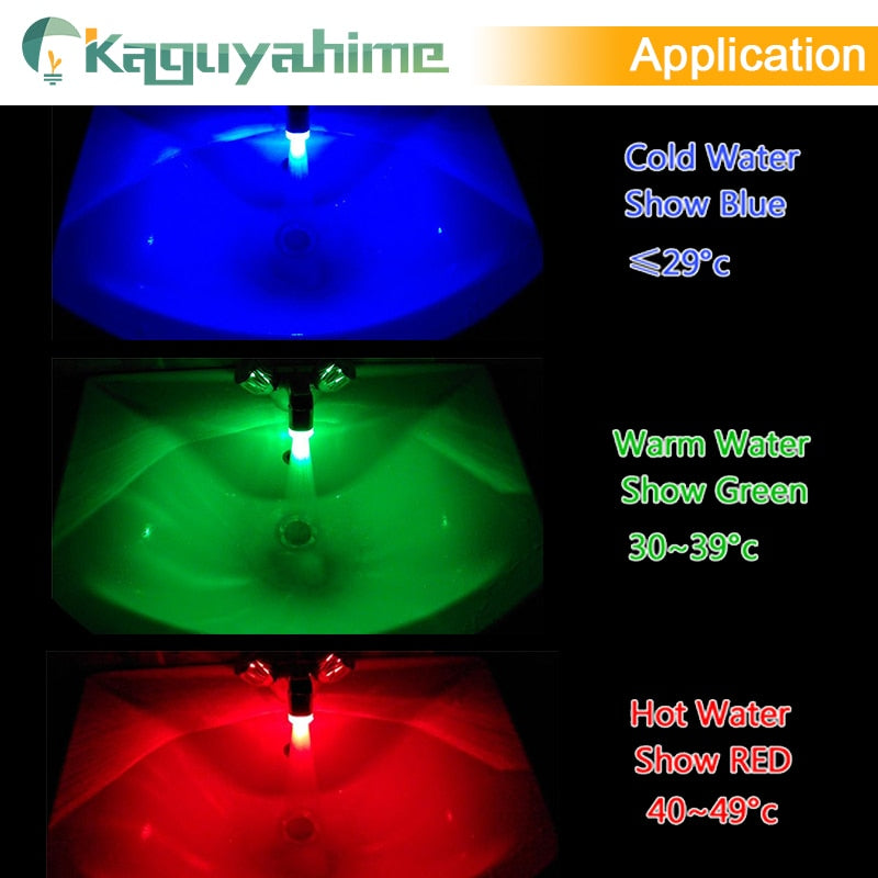 Kaguyahime LED Faucet Illuminated Color Faucet Nozzle For Bathroom Faucet Hose Hand Shower  Sensor Kitchen Head Stainless Steel