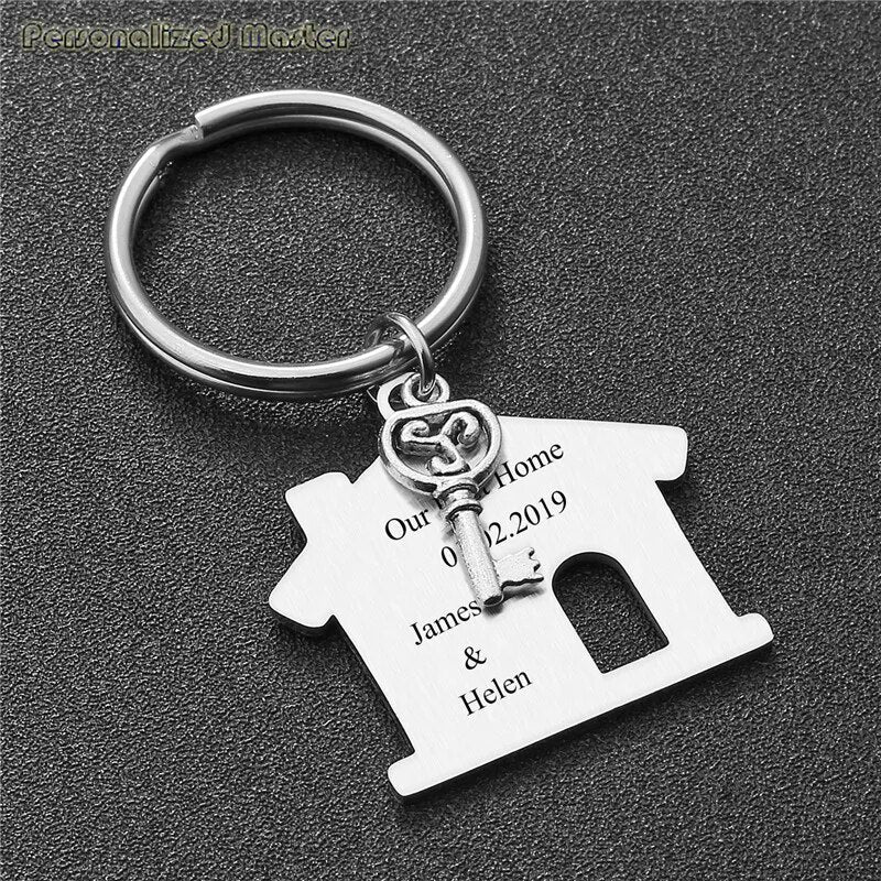 Personalized Master Engraving Texts Key Chains Custom Stainless Steel New House Keychain Housewarming Gift First Home Keyring