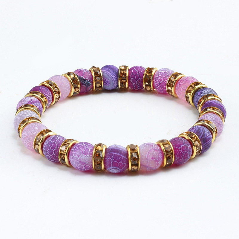 1Pcs Classic Colorful Purple Love Crystal Beaded Chakra Yoga Bracelet Female Natural Stone Beads Bracelets Women Men Jewelry Hot