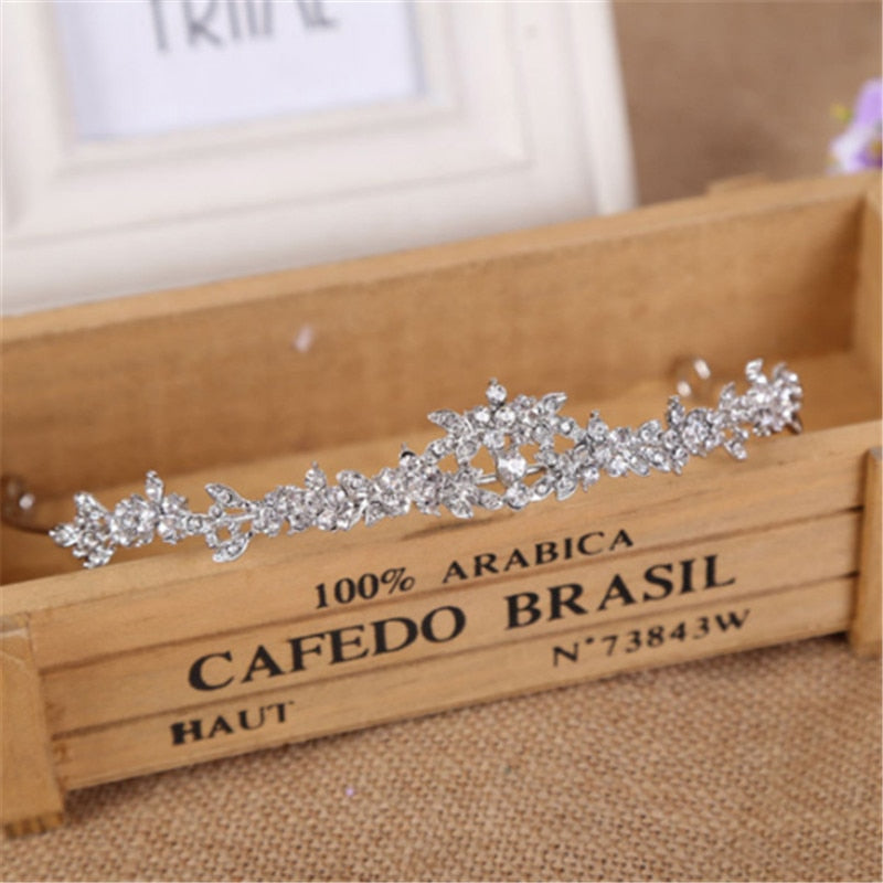 Rhinestone Bridal Tiara Crown Princess Bride Crystal Diadem Women Prom Hair Ornaments Wedding Bridal Head Jewelry Accessories