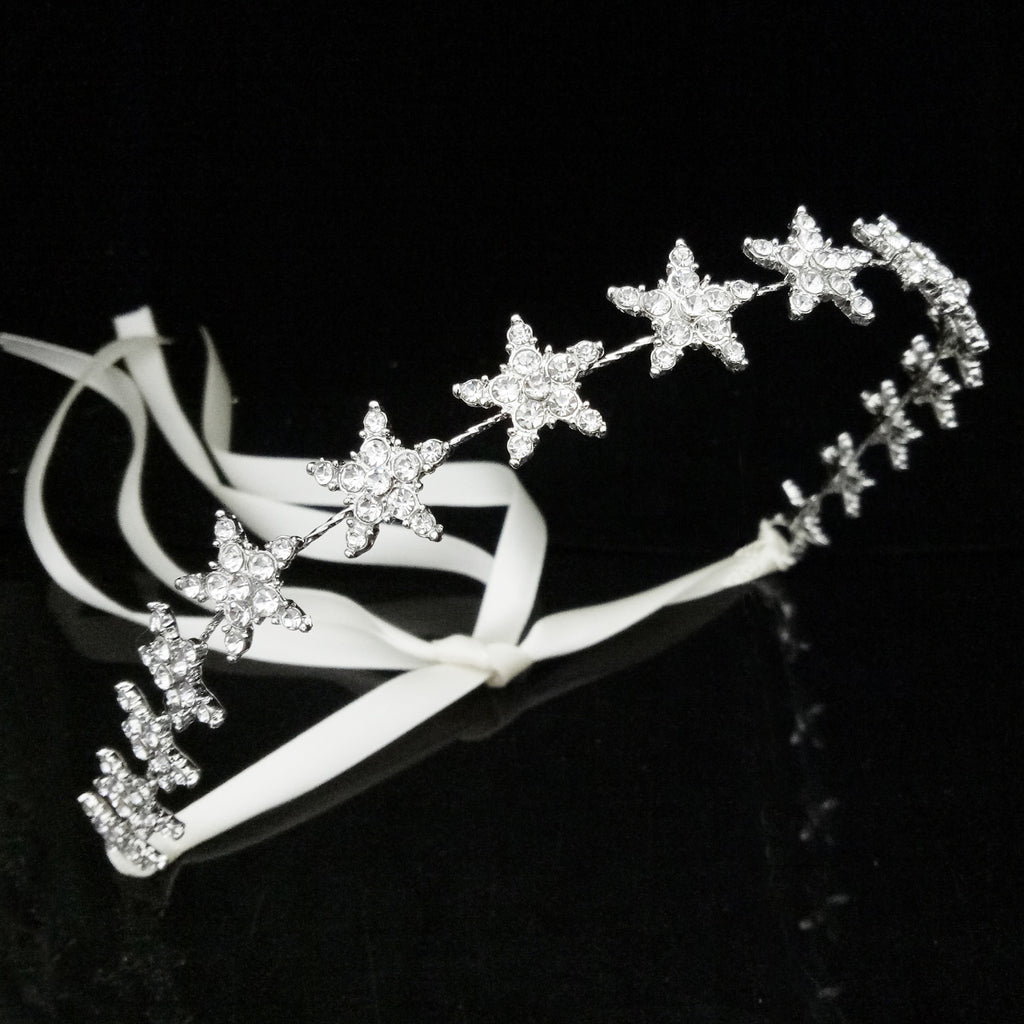 Crystal Star Tiara Crown Wedding Bridal Rhinestones Crown Headband Bride Headdress Headpiece Women Girl Hair Jewelry Accessories