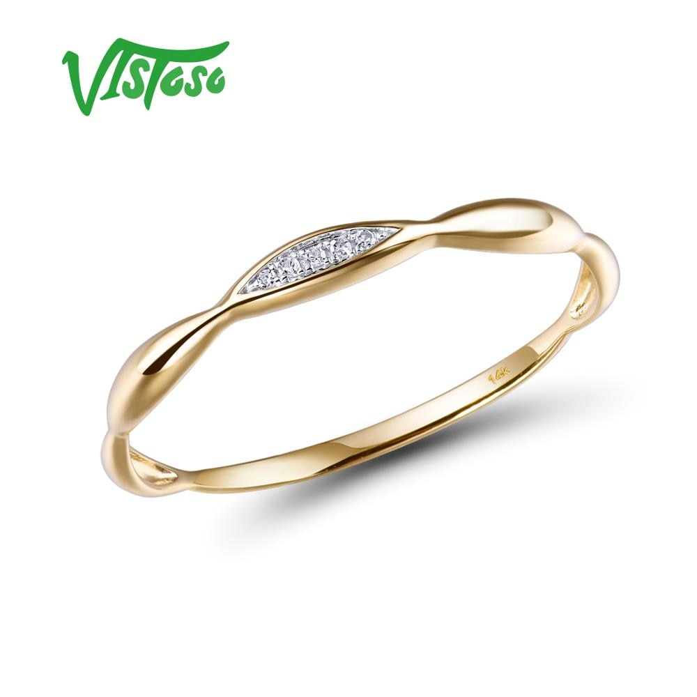 VISTOSO Gold Rings For Women Genuine 14K Yellow/White Gold Ring Shiny Diamond Promise Engagement Rings Anniversary Fine Jewelry