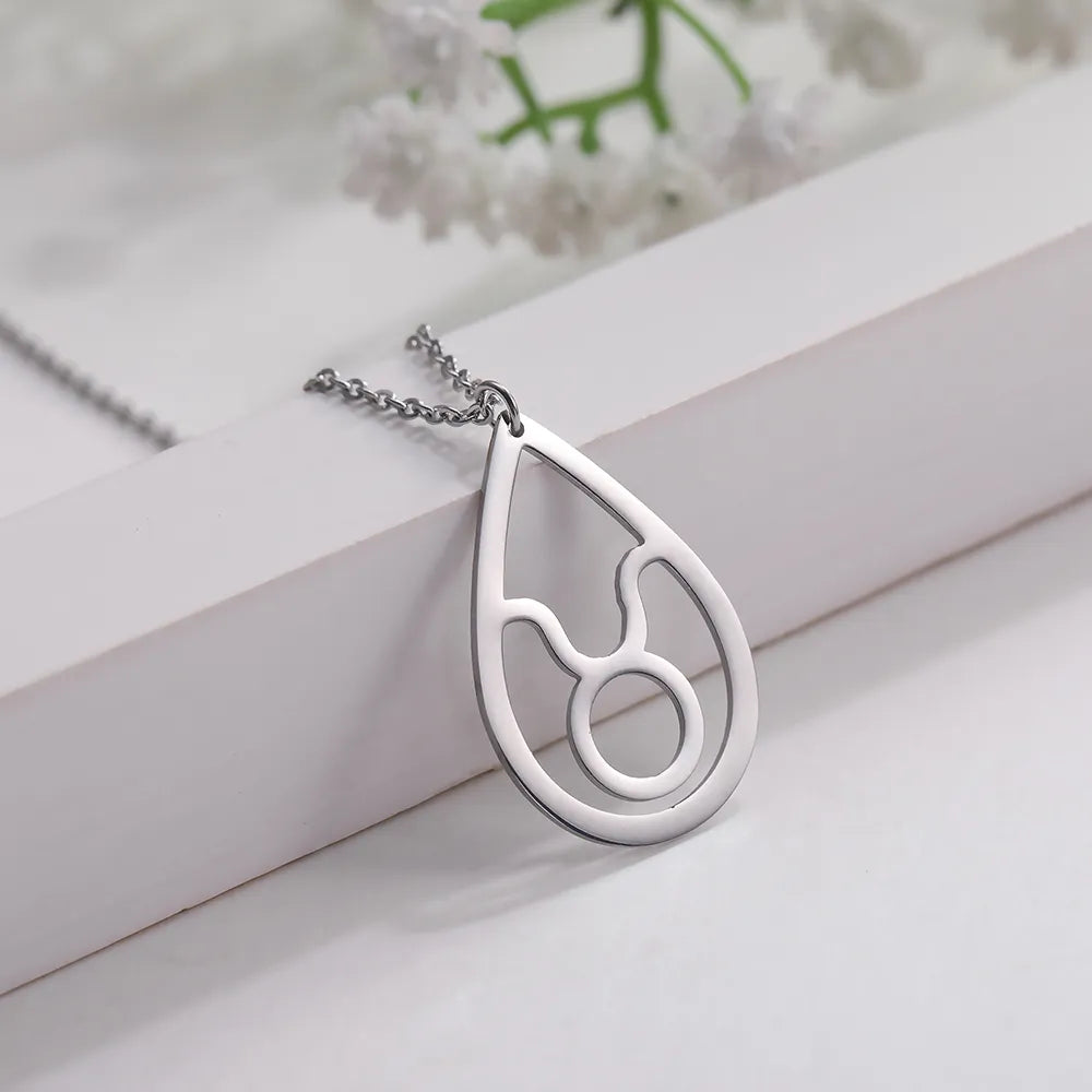 Skyrim Zodiac Stainless Steel Necklace Twelve Constellations Pisces Gemini Aquarius Libra Pendant Jewelry Women Birthday Gift