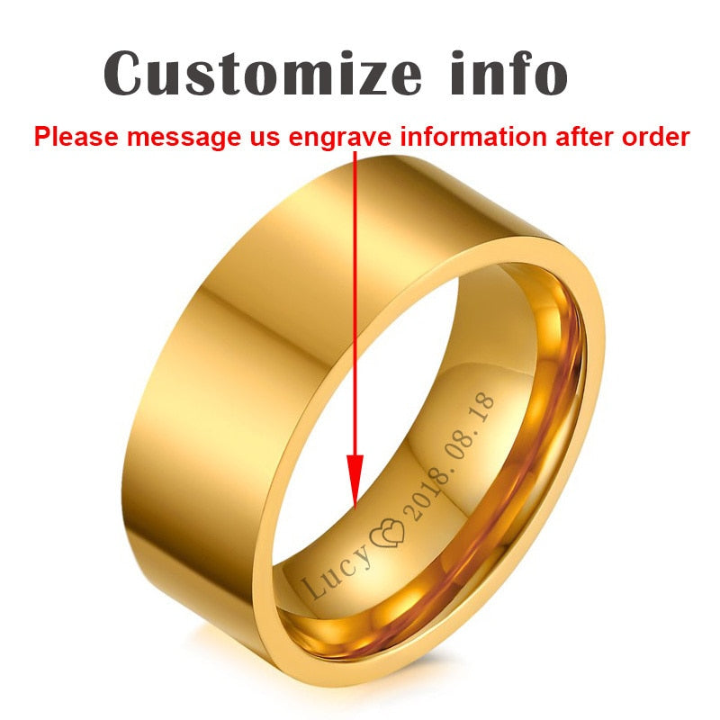 Vnox Personalize His and Hers Wedding Ring Gold Color Engagement Rings for Women and Men Jewelry