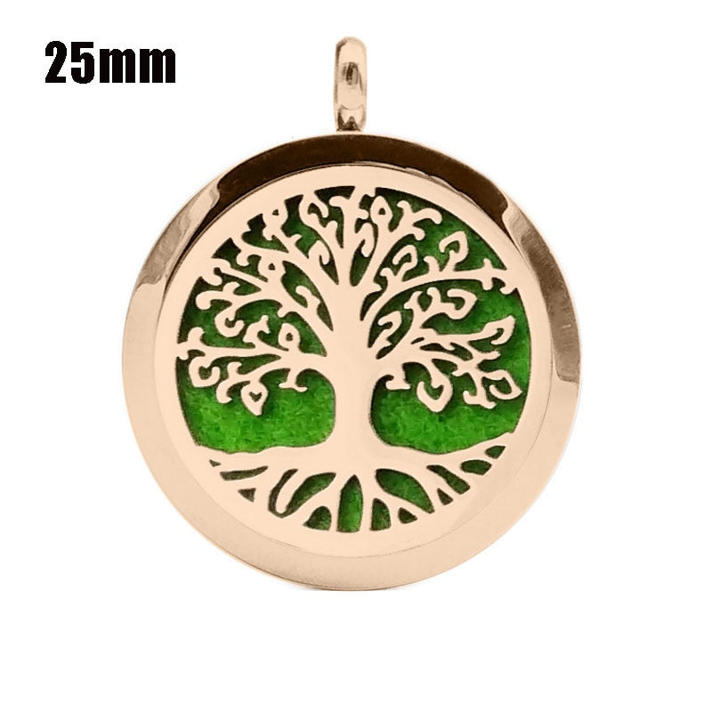 Tree Hollowed Magnetic Aromatherapy Diffuser  Pendant Chain Necklace Stainless Steel Perfume  Essential Oil Locket Necklace