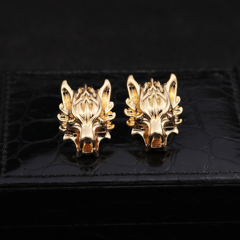 Personality Fashion Alloy Wolf Brooch Pin Clothing Shirt Collar Lapel Pins Metal Long Chain Tassel Brooches Gift for Men Jewelry