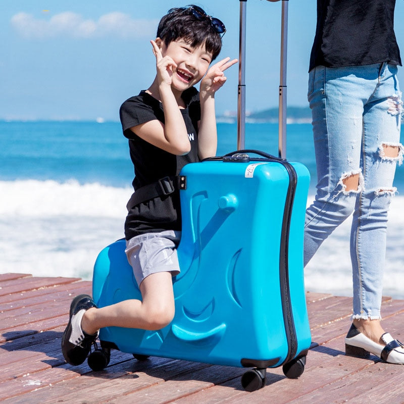 LEINASEN Cute pony Cartoon Children Rolling Luggage Spinner Suitcase Wheels Students Multifunction Trolley Kids Travel Bag