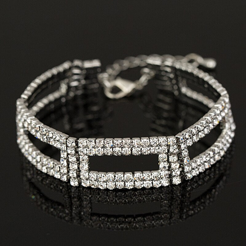 Top Quality AAA Roman Chain Bracelet &amp; Bangle For Women Crystal Gold and Silver Color Plating Wedding Accessories Jewelry #B048