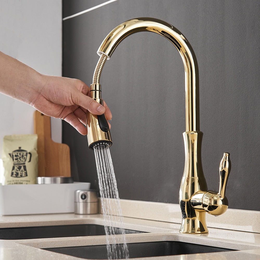 Kitchen Faucets Black Single Handle Pull Out Kitchen Tap Single Hole Handle Swivel 360 Degree Water Mixer Tap Mixer Tap 866011