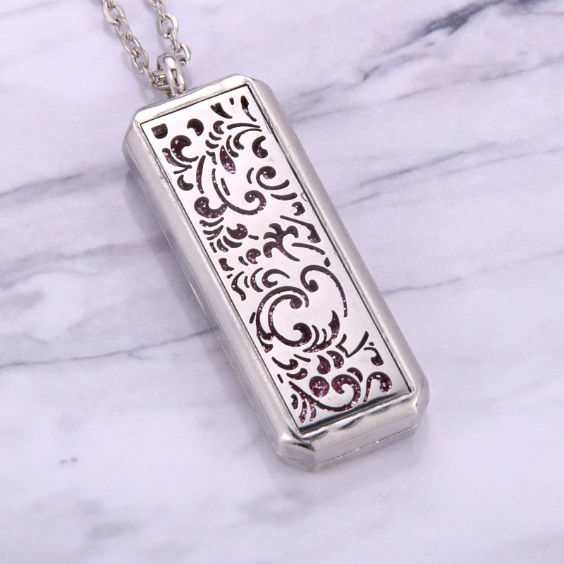 Square Aroma locket Necklace Magnetic Stainless Steel Aromatherapy Essential Oil Diffuser Perfume Locket Pendant Jewelry