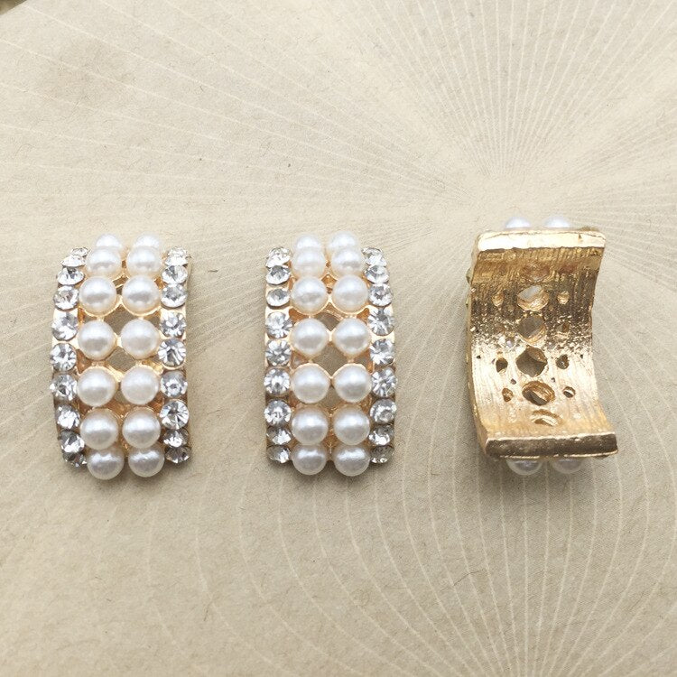 10pcs lot Craft Pearl Crystal Rhinestone Buttons Flower Round Cluster Flatback Wedding Embellishment Jewelry Craft