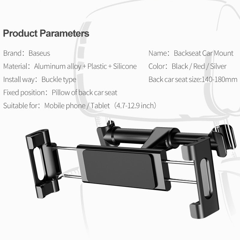 Baseus Car Back Seat Headrest Mount Holder For iPad 4.7-12.9 inch 360 Rotation Universal Tablet PC Auto Car Phone Holder Stand